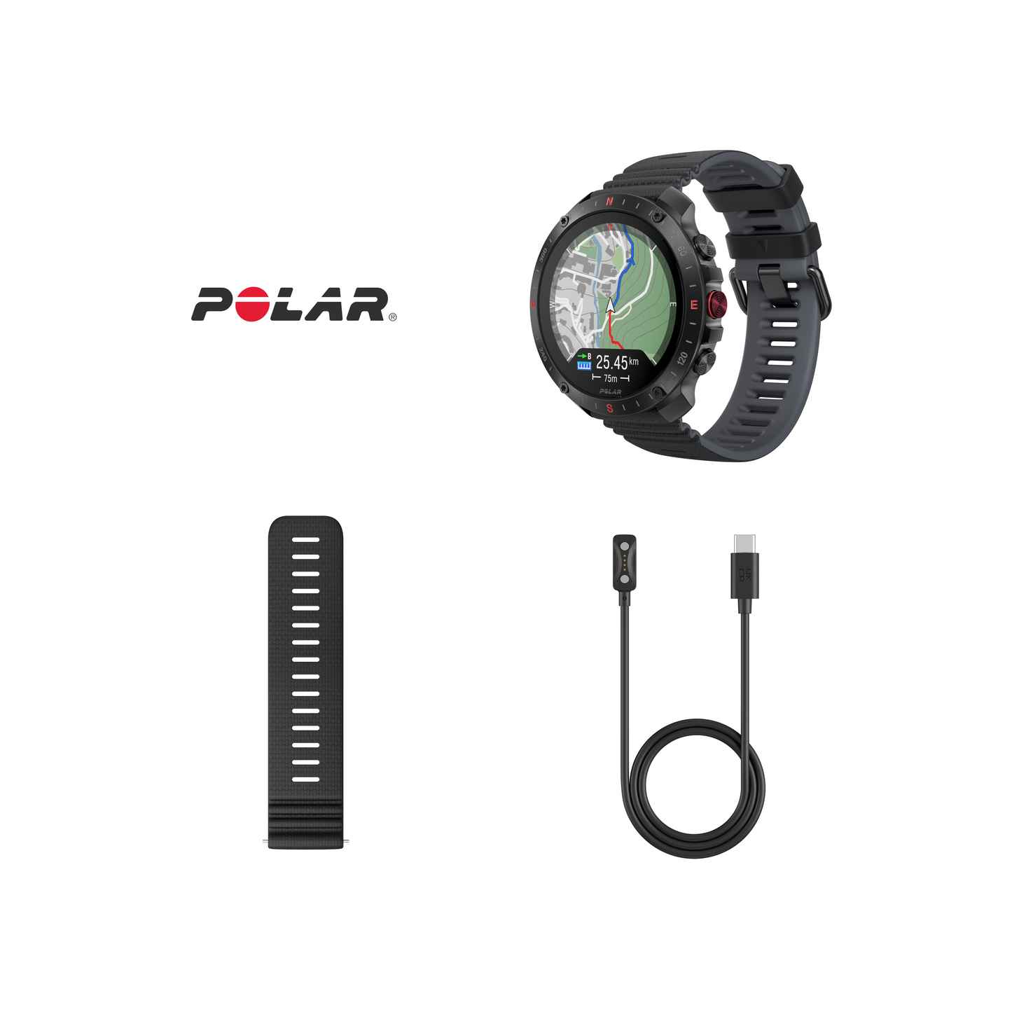 Ceas Polar Grit X2 Pro, Amoled, Night Black, M-L