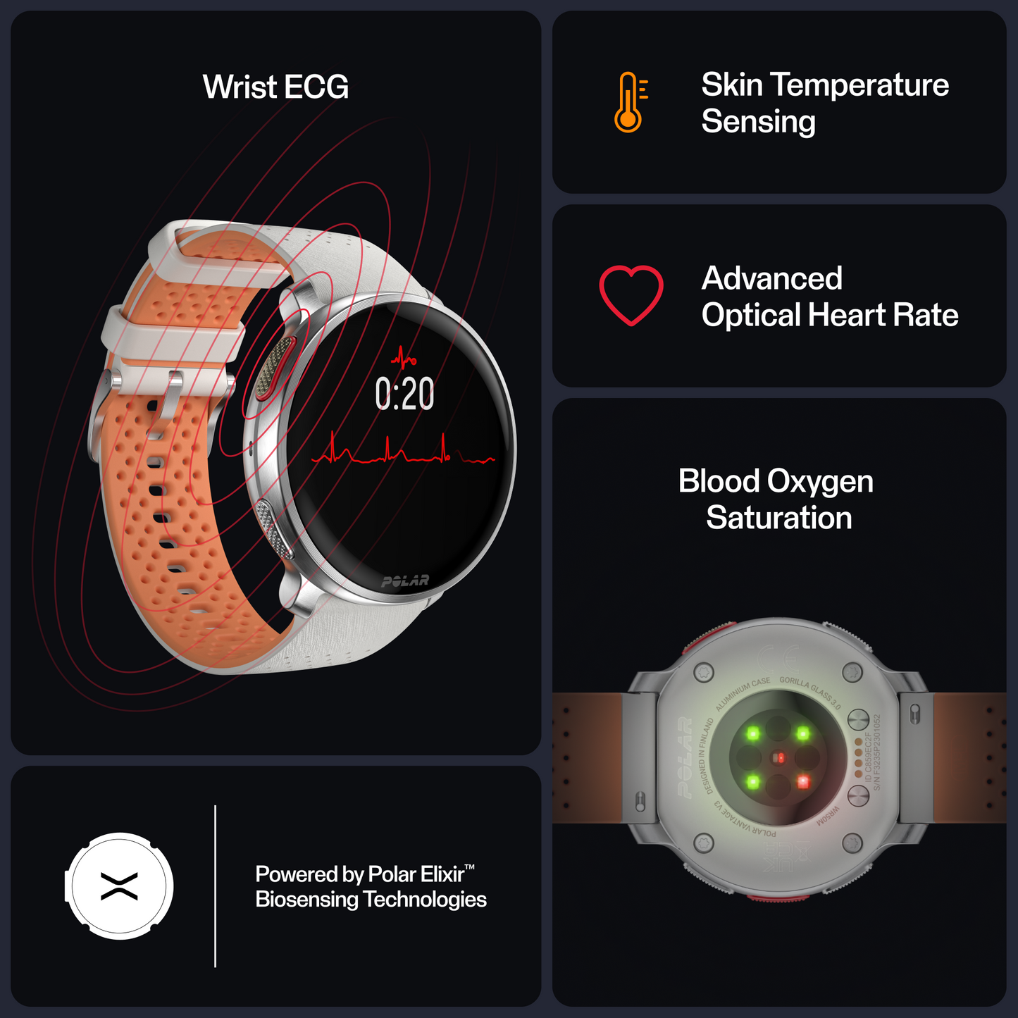 Ceas smartwatch Polar Vantage V3, M-L, Sunrise Apricot