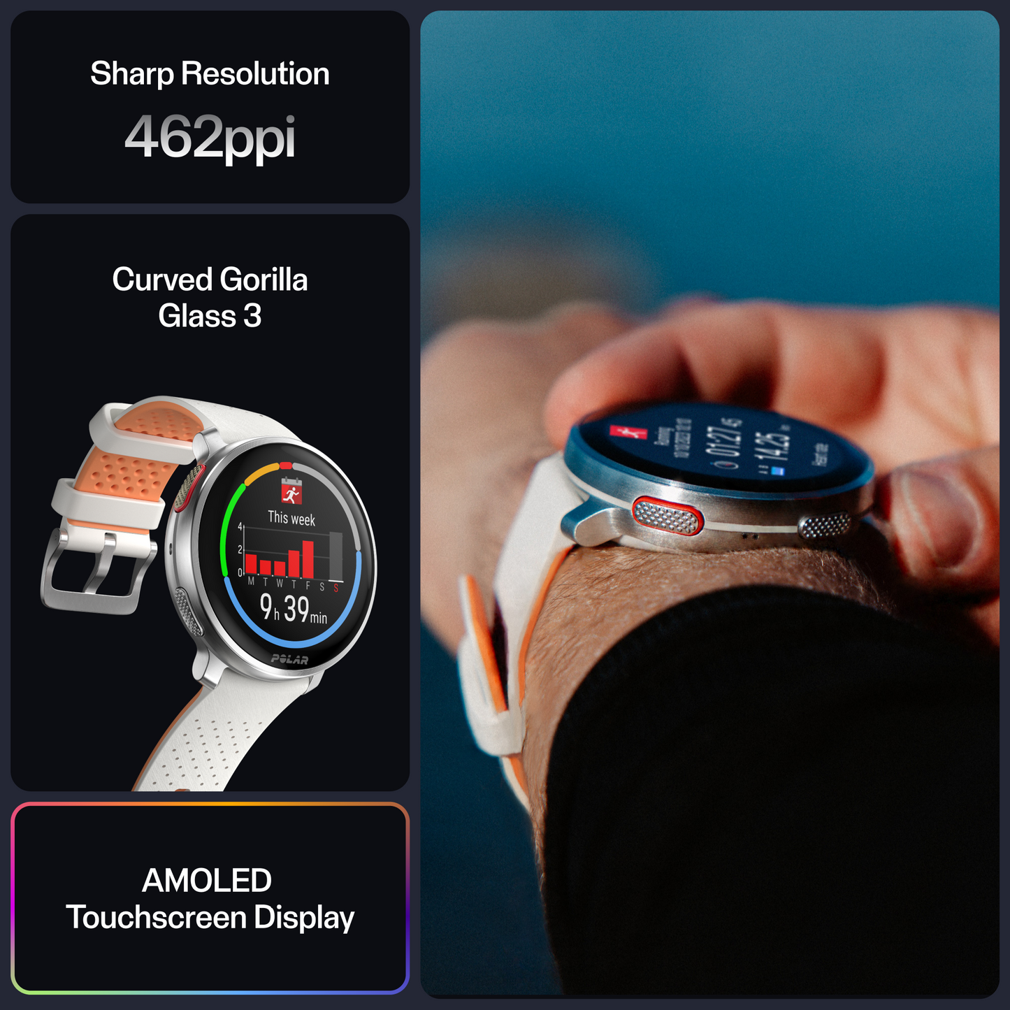 Ceas smartwatch Polar Vantage V3, M-L, Sunrise Apricot