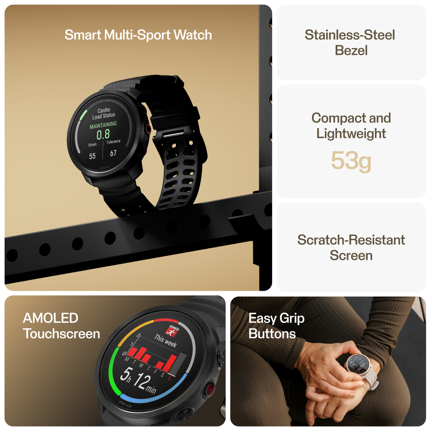 Ceas Polar Vantage M3, Amoled, Night Black